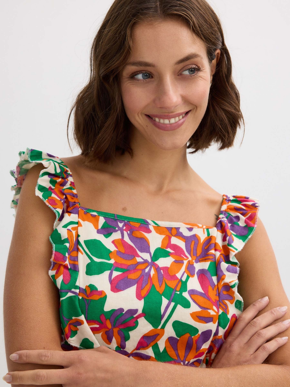 Blusa crop lazo multicolor vista detalle