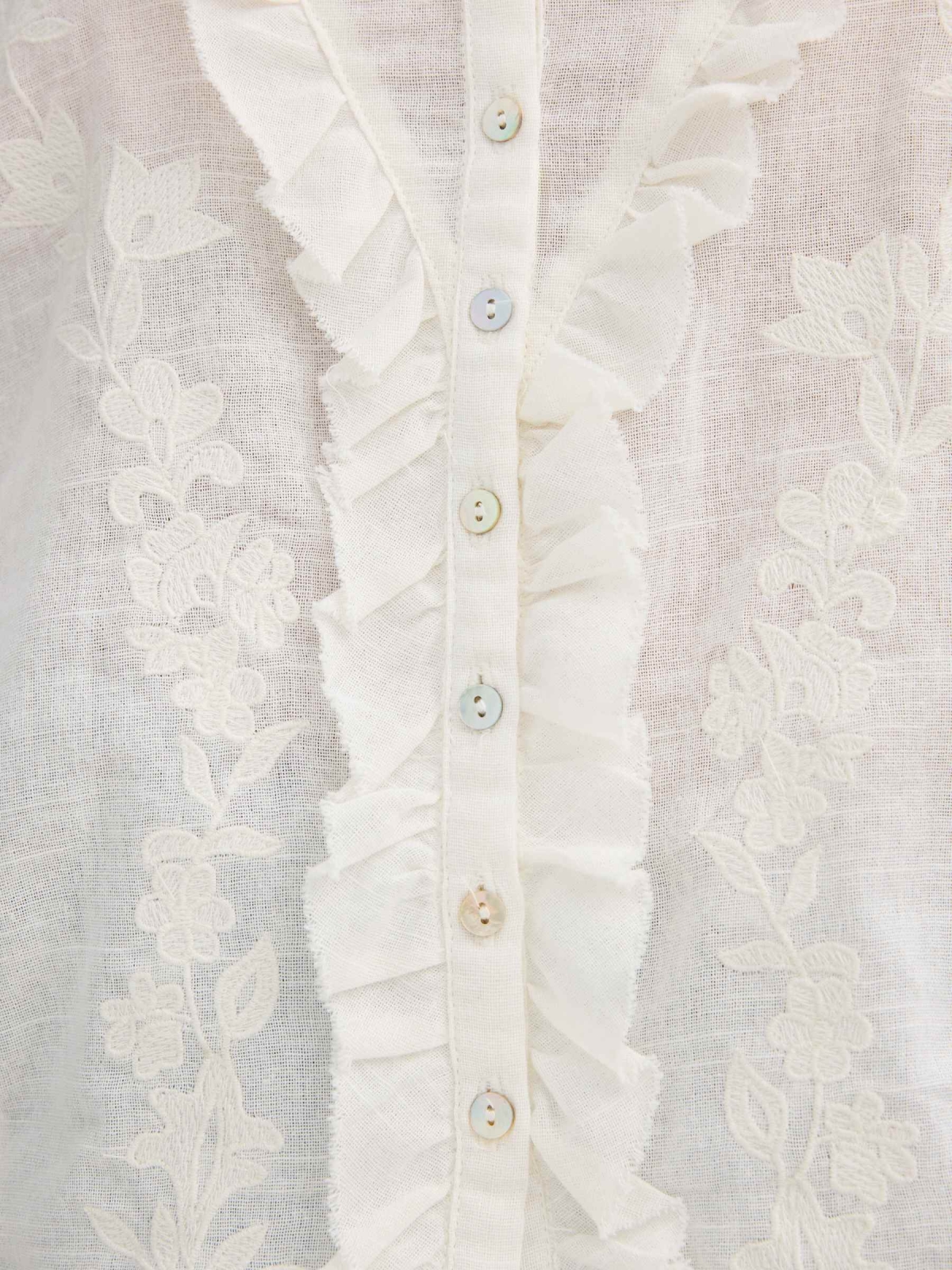 Top alças bordadas off white vista detalhe