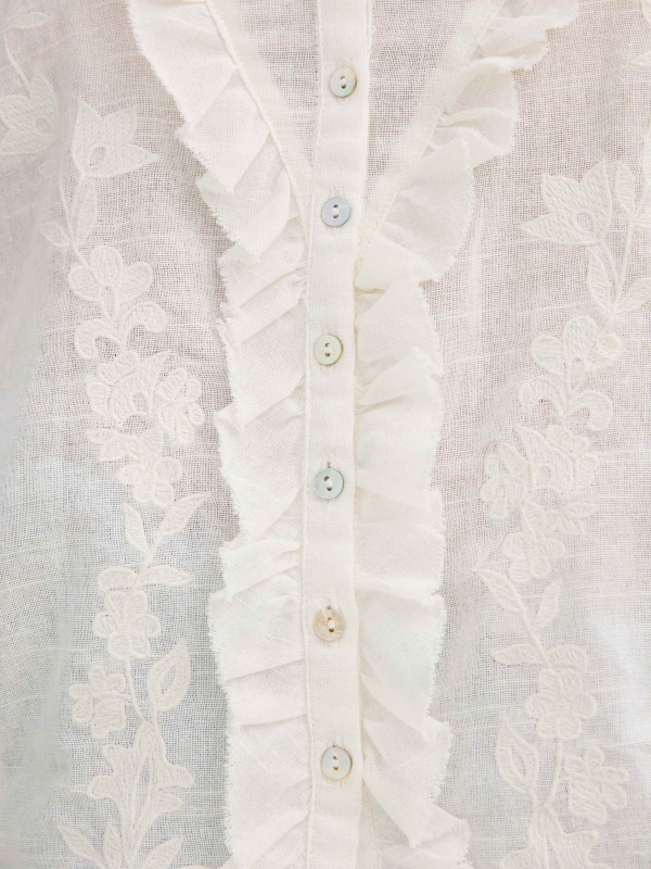 Top alças bordadas off white vista detalhe