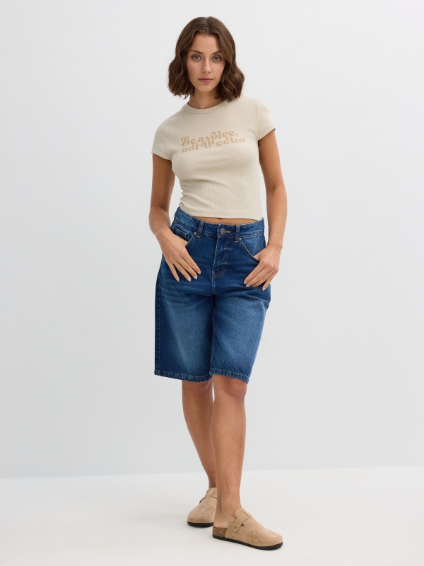 Short sleeve voice t-shirt taupe front view