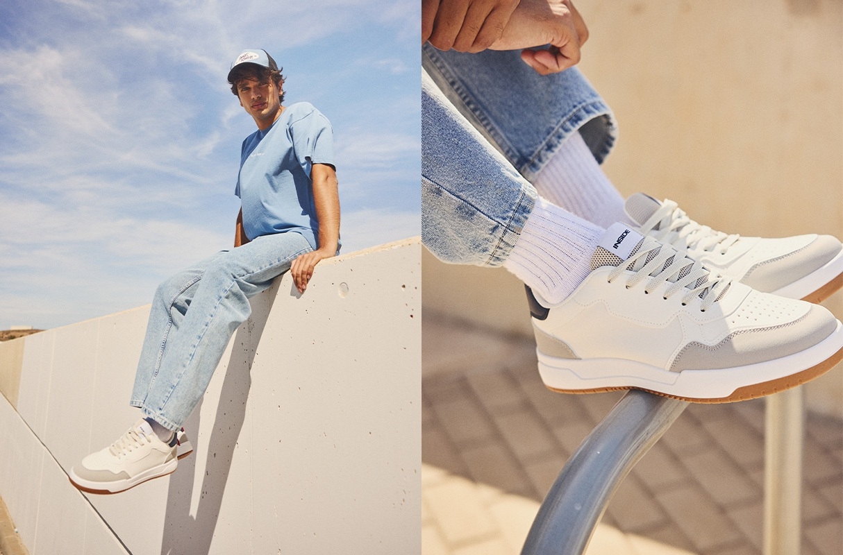 Combined skater sneakers white