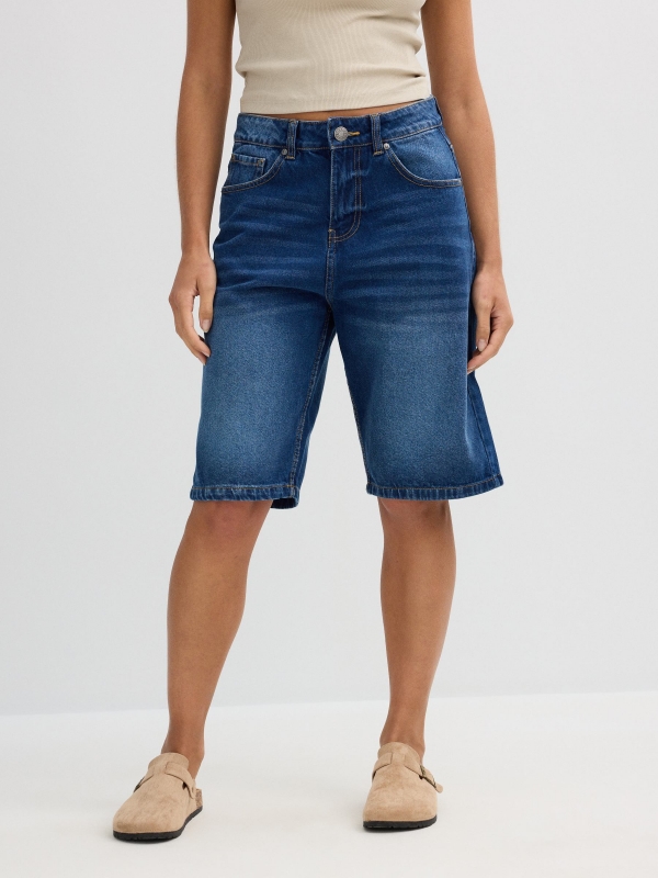 Denim Bermuda blue middle back view