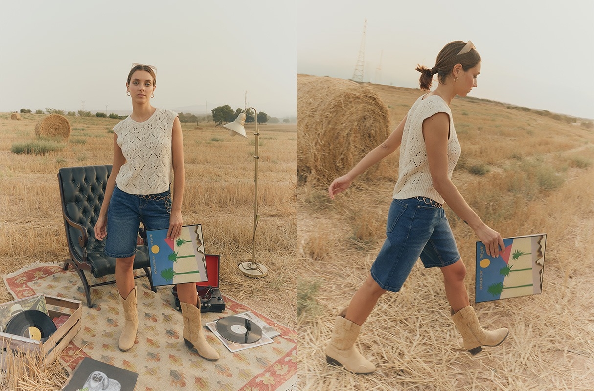 Denim Bermuda blue middle front view