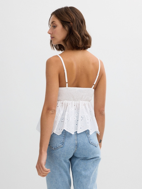 Swiss embroidered top white middle back view