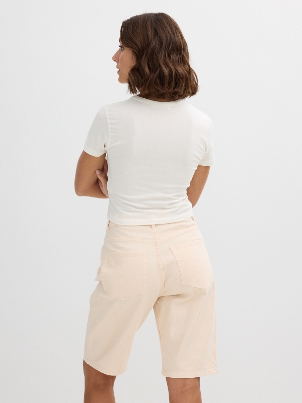 Cosmic print crop top shirt off white middle back view