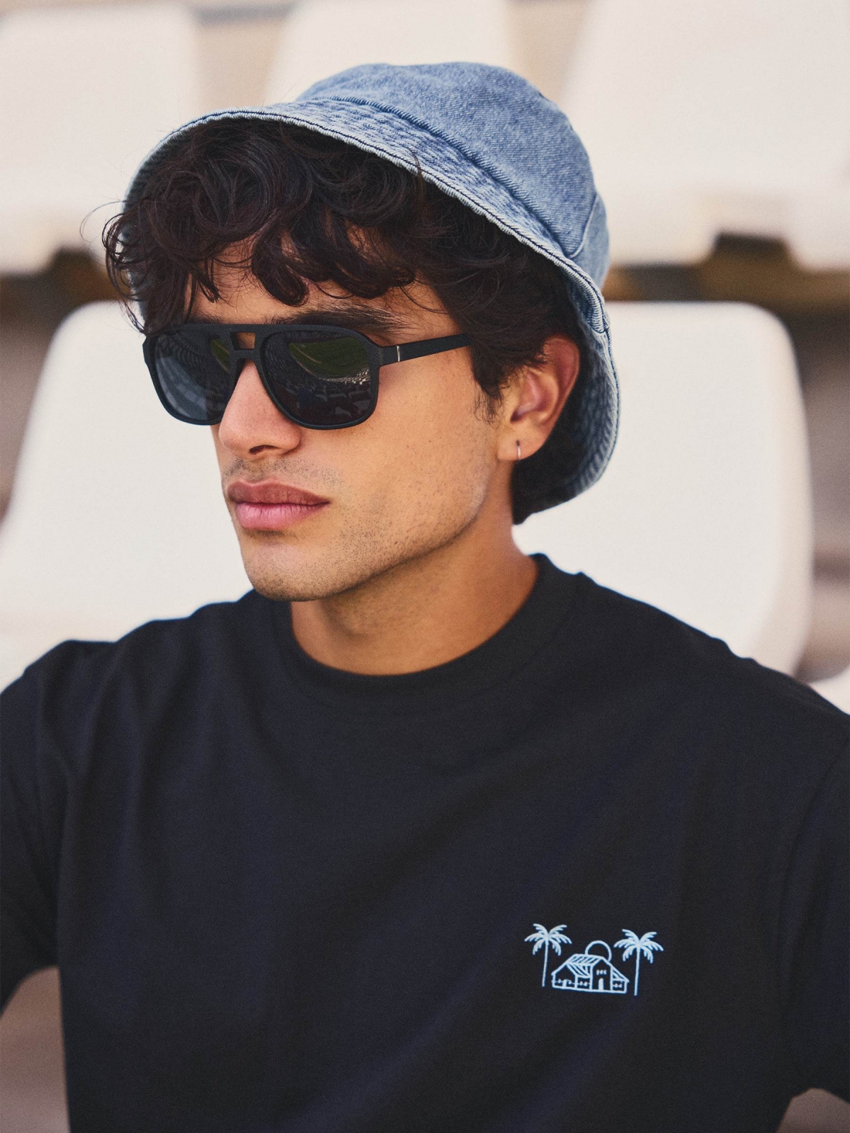  Gorro bucket denim azul