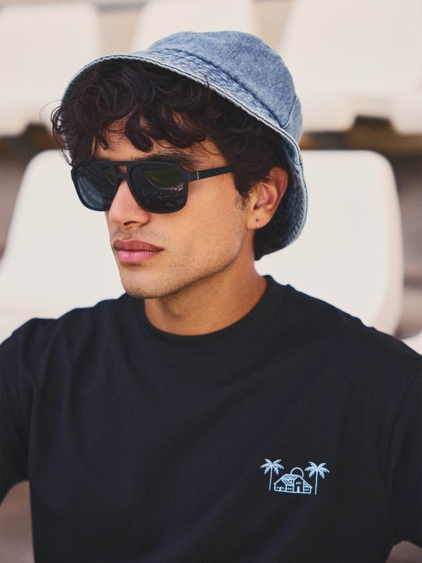  Gorro bucket denim azul
