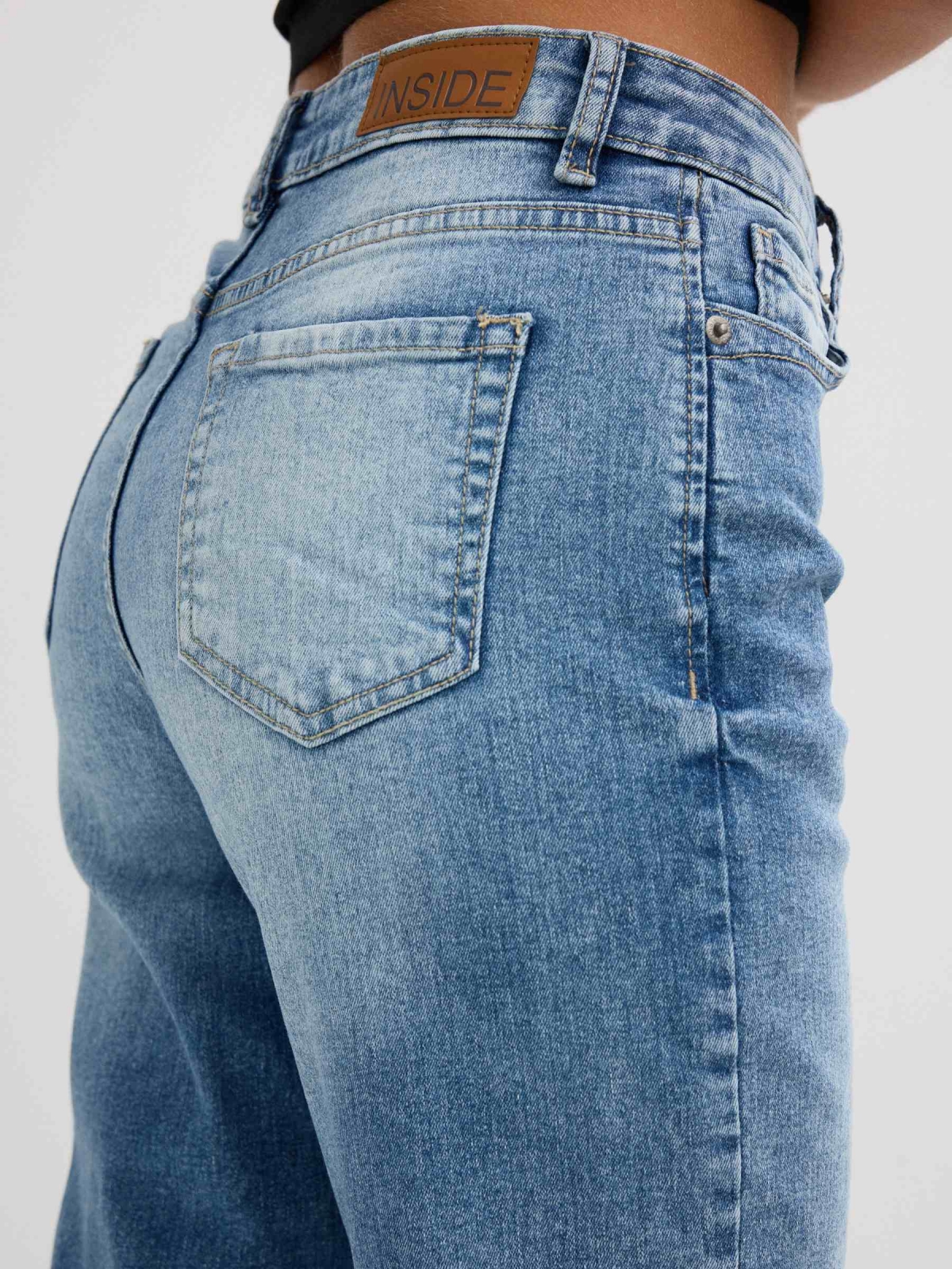 Jeans mãe azul escuro azul escuro vista detalhe