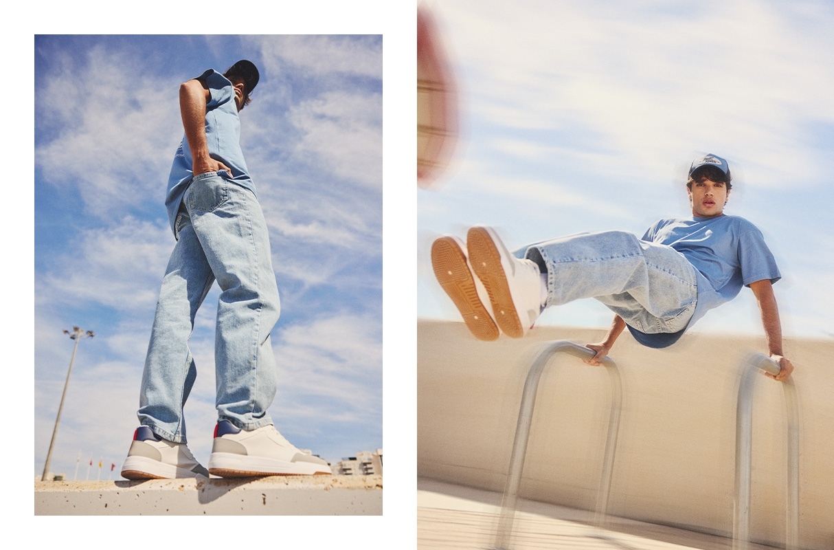 Jeans Baggy Denim azul vista geral frontal