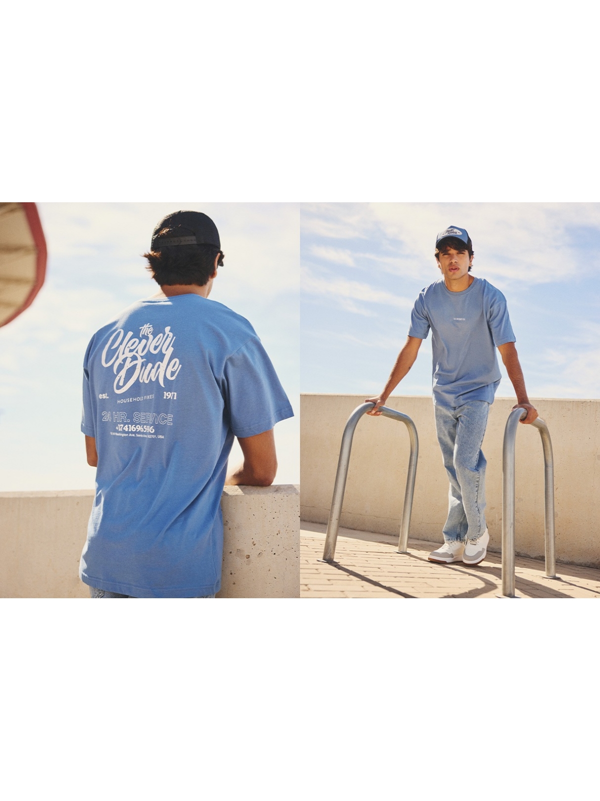 %NewExtra% Text print t-shirt blue