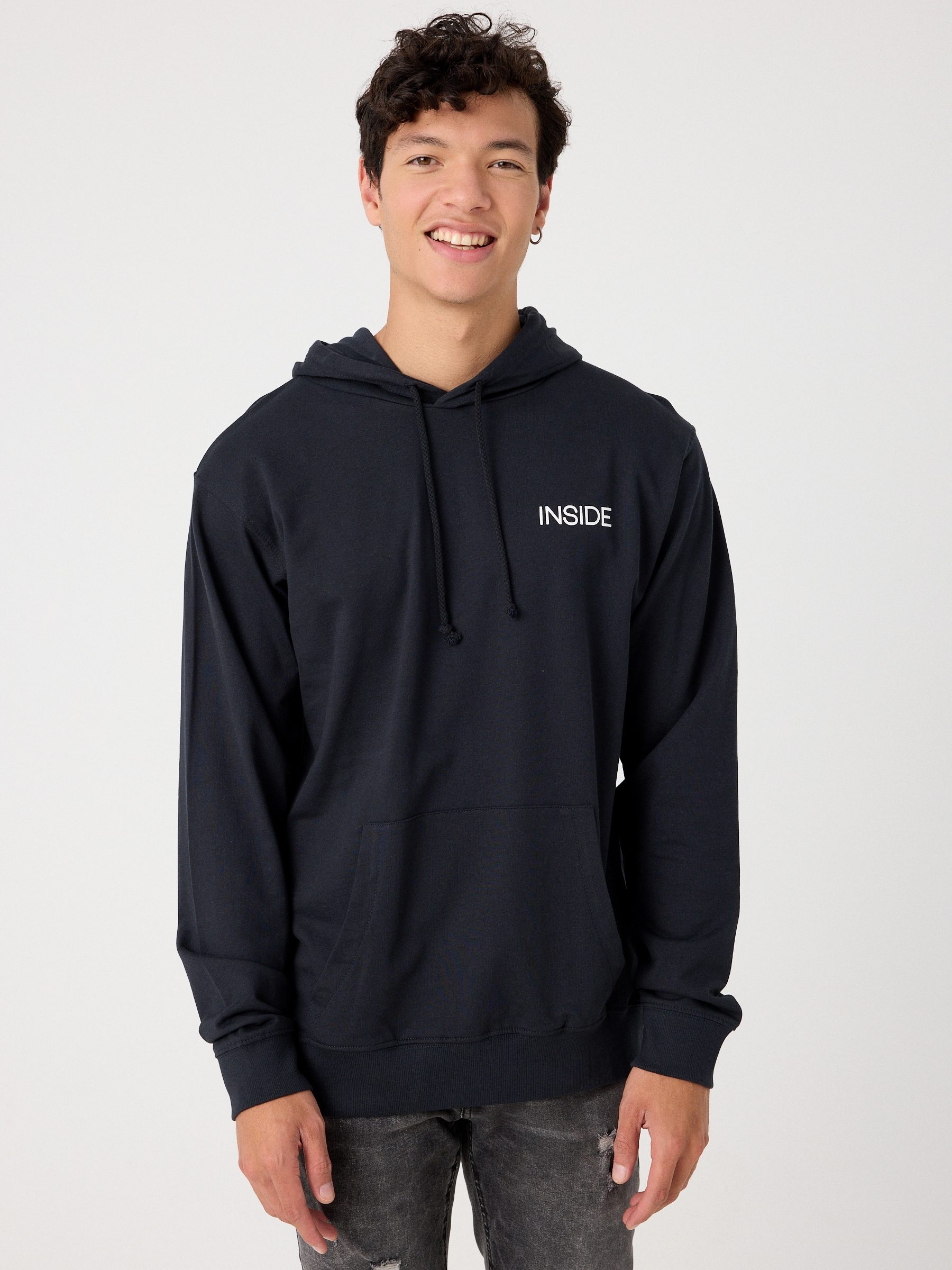 INSIDE Sudadera canguro con logo, Azul, L