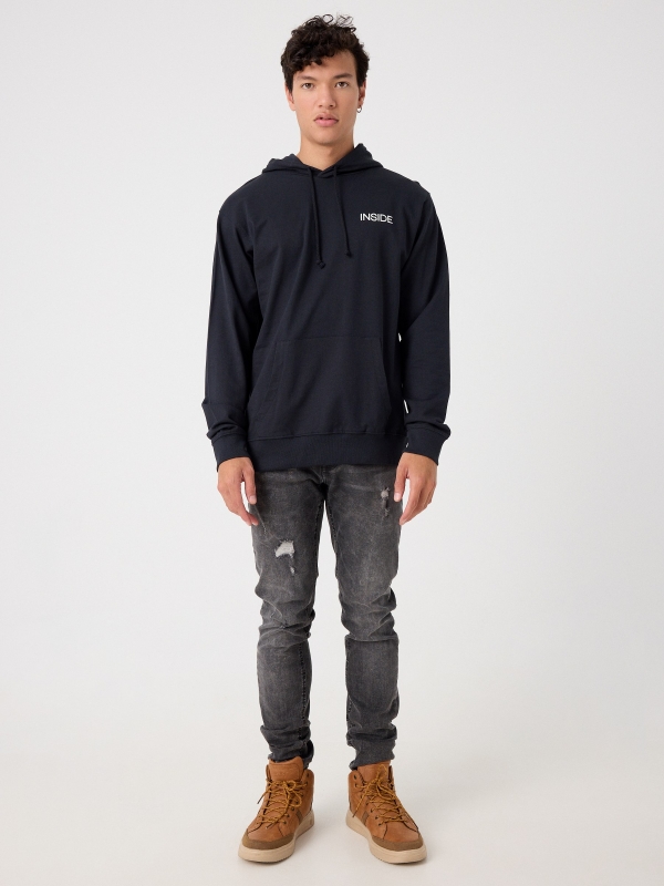 Kangaroo sweatshirt with logo blue front view