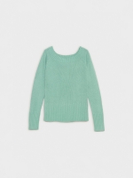 %Pto% Marbled boat sweater green front view