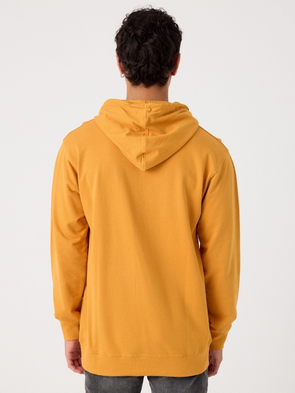 Hooded sweatshirt with logo ochre middle back view