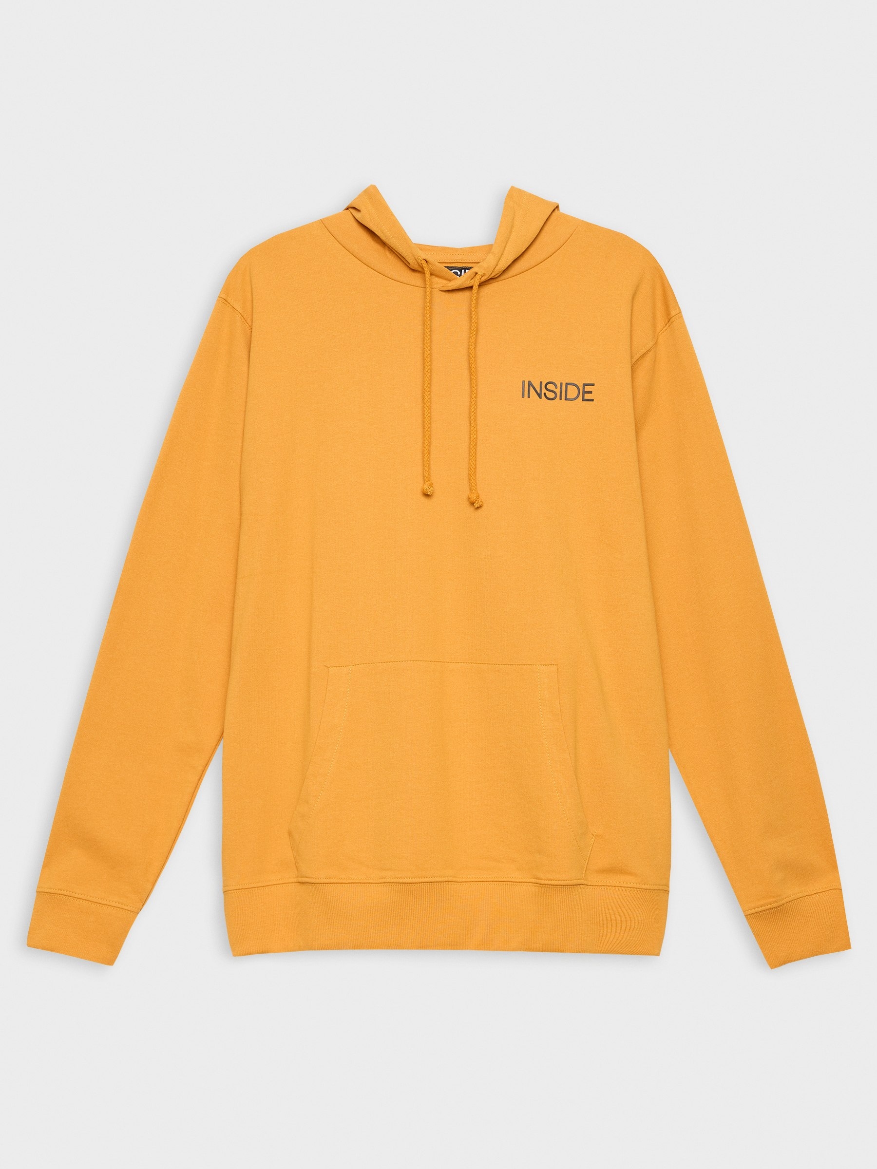 Hooded sweatshirt with logo ochre middle front view