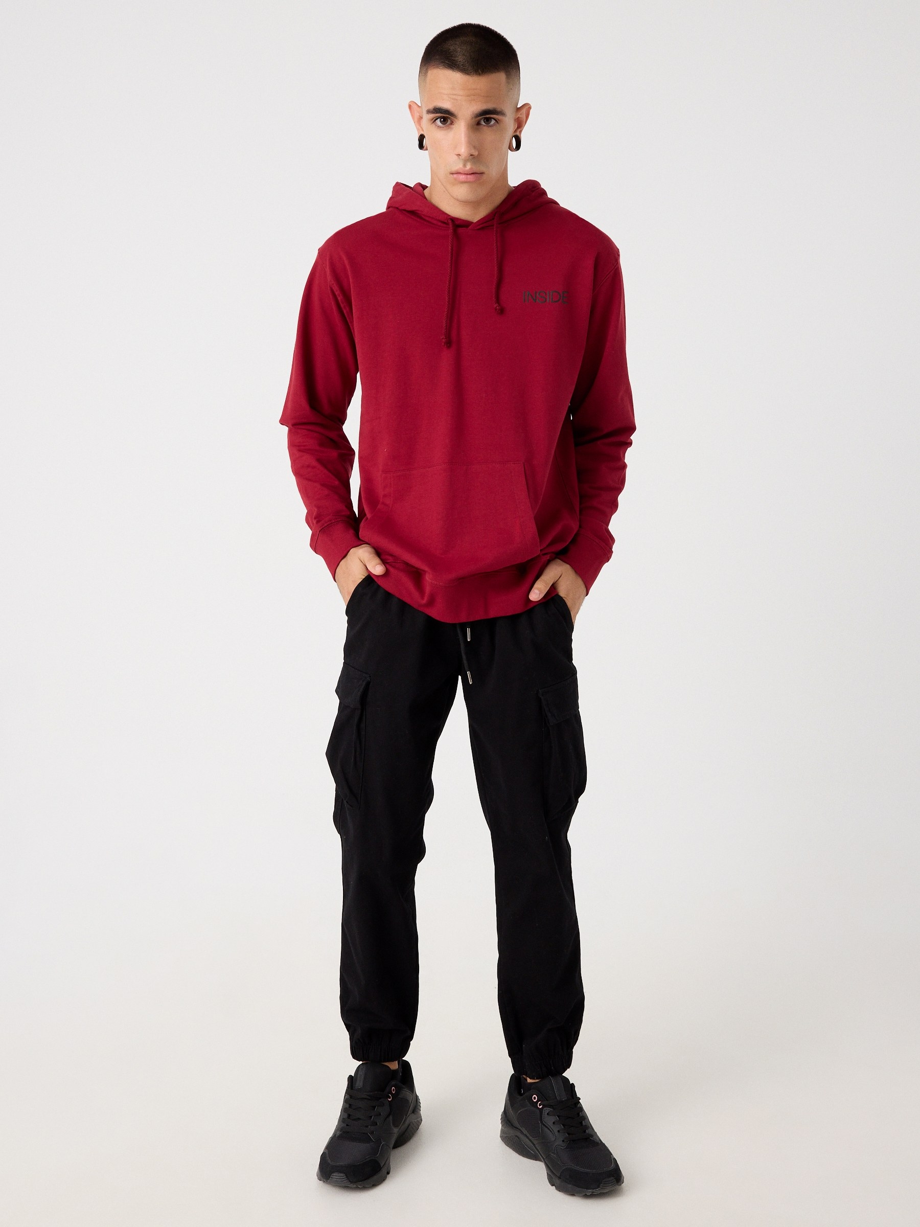 Hooded sweatshirt with logo red middle front view