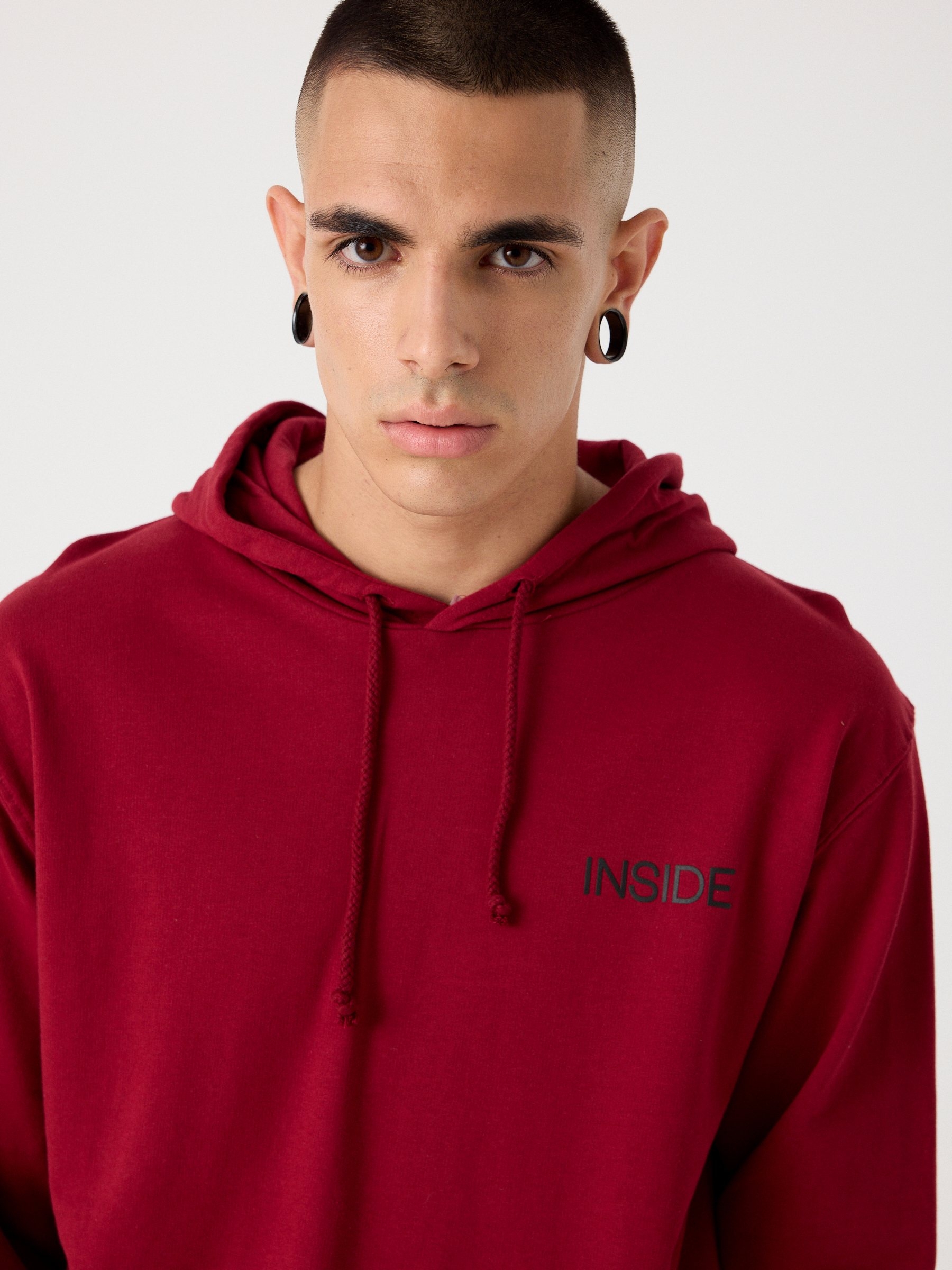 Hooded sweatshirt with logo red middle front view