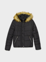 %Pto% Slim fit quilted coat black front view