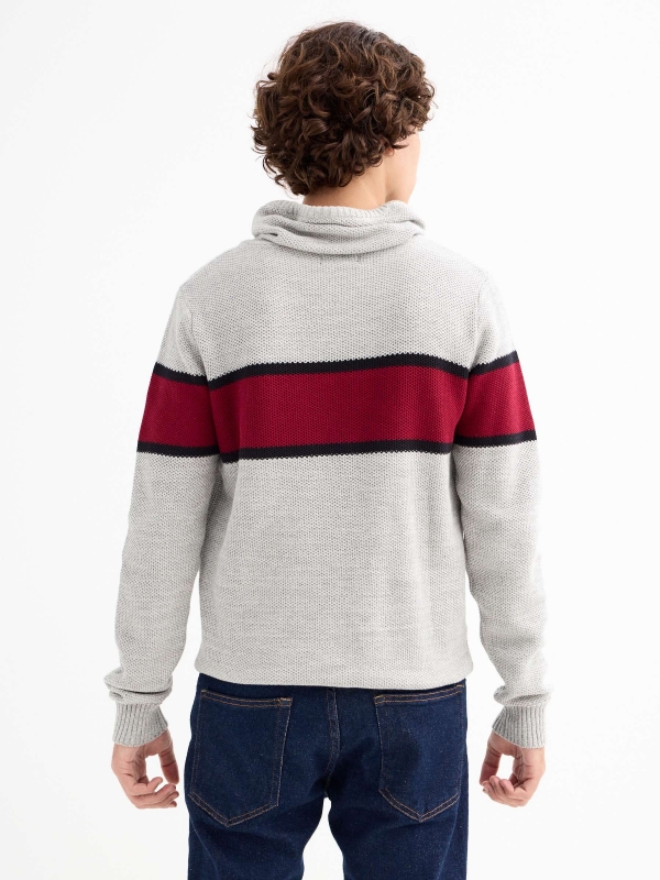 Striped sweater garnet middle back view
