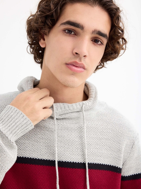 Jersey de rayas granate vista detalle