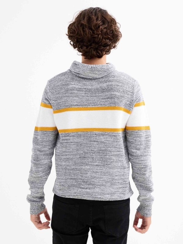 Striped sweater yellow middle back view