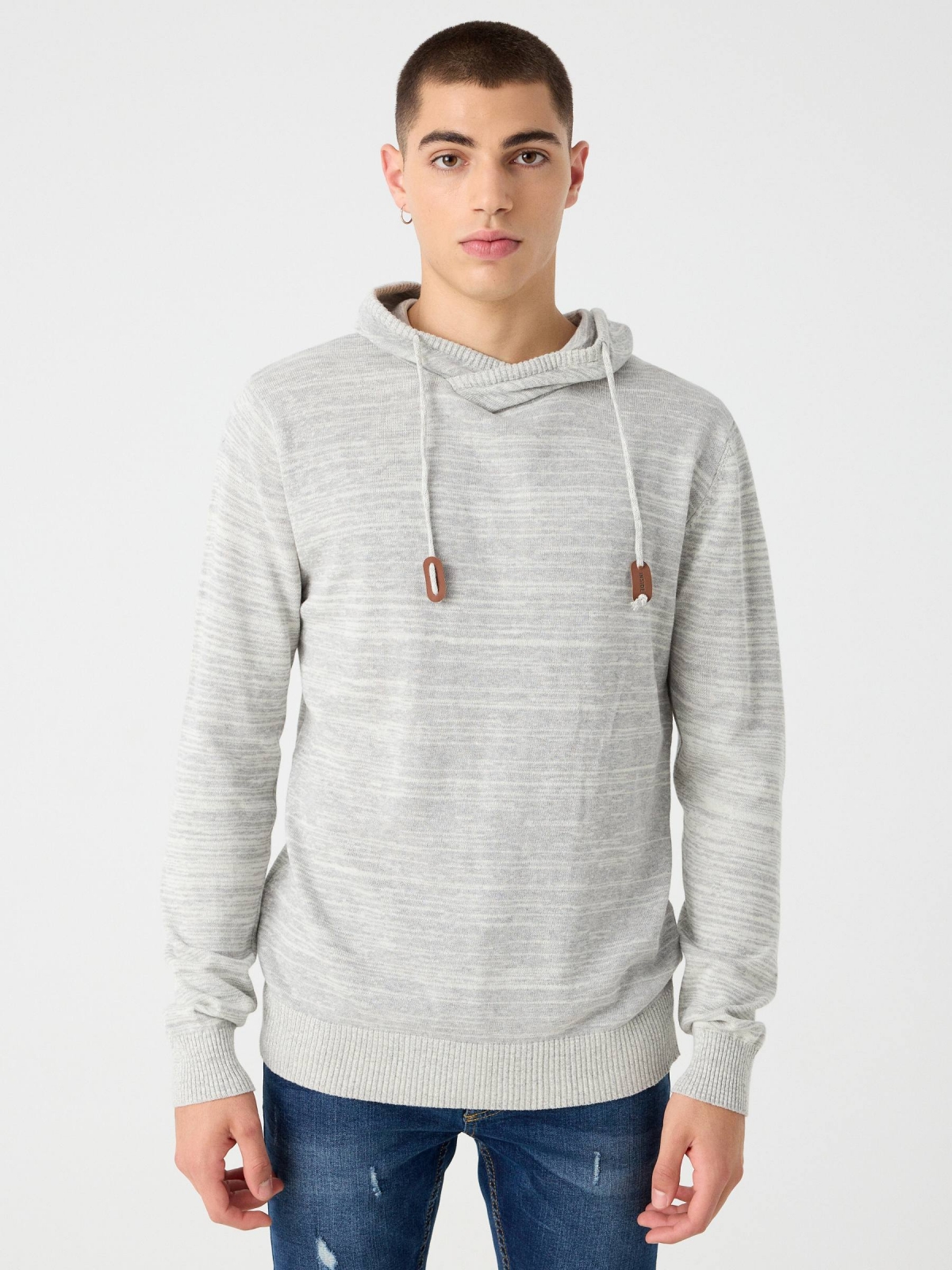 Camisola de gola alta cinza claro vista meia frontal