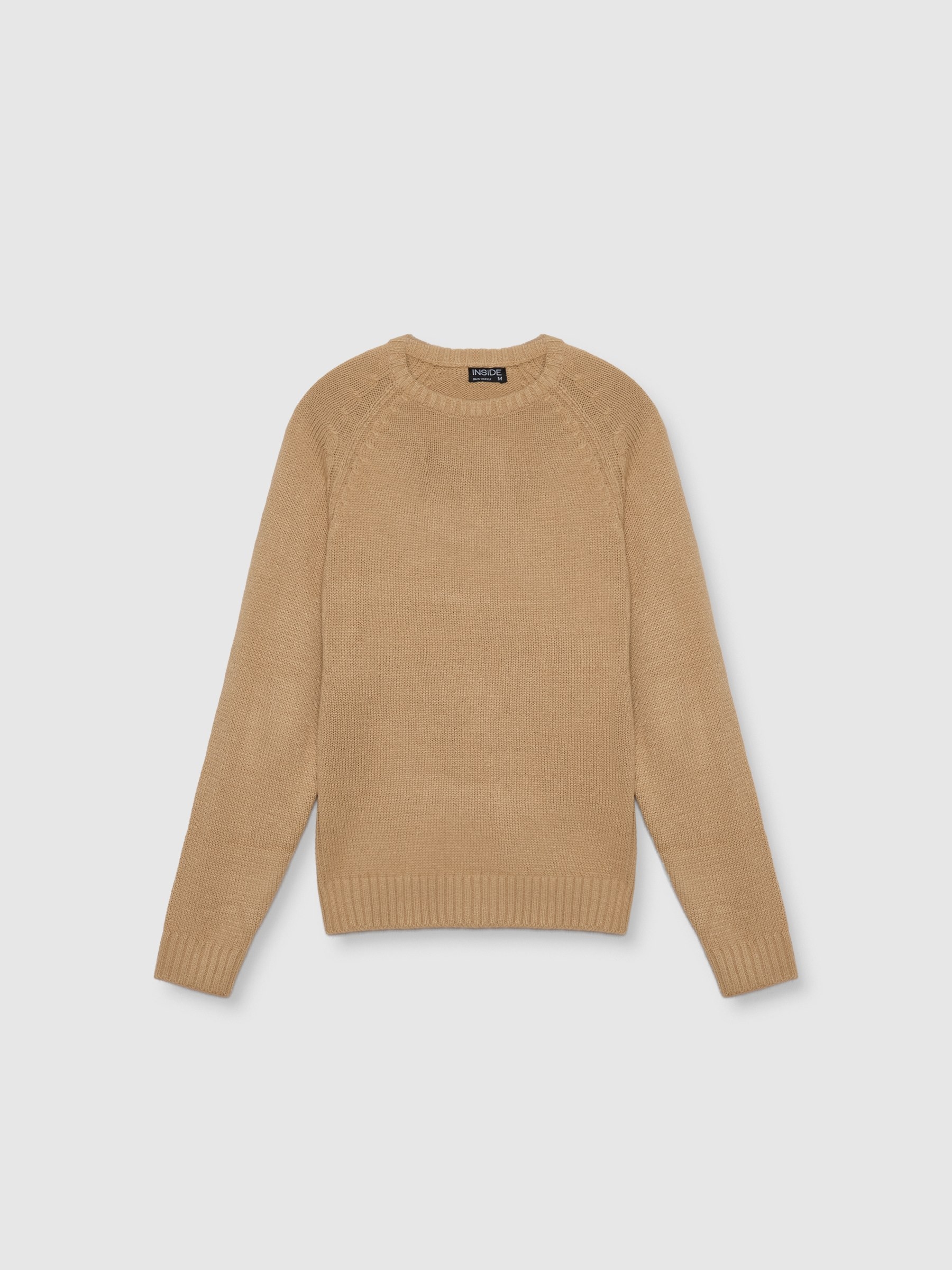 Basic knitted sweater sand middle front view