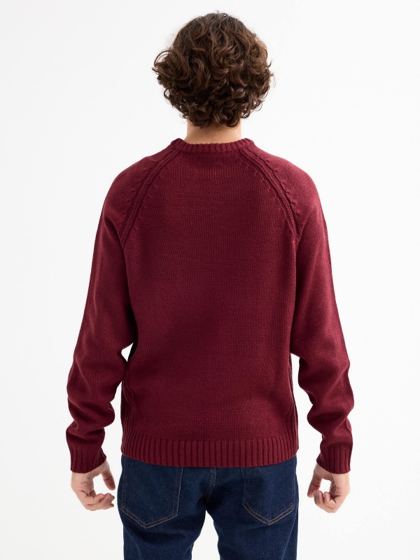 Basic knitted sweater burgundy middle back view