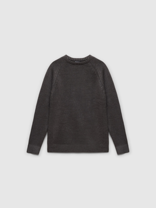  Basic knitted sweater dark grey front view