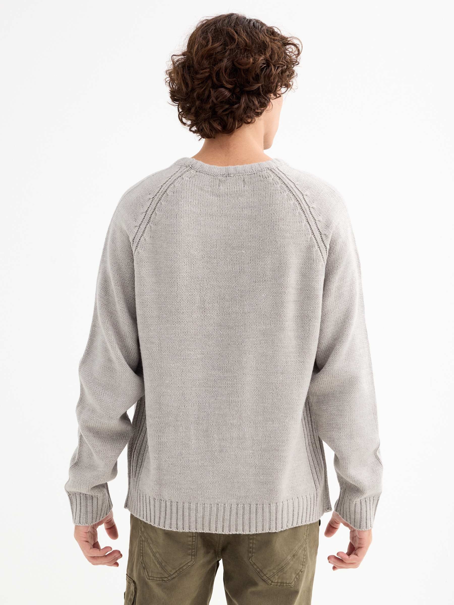 Basic knitted sweater light grey middle front view