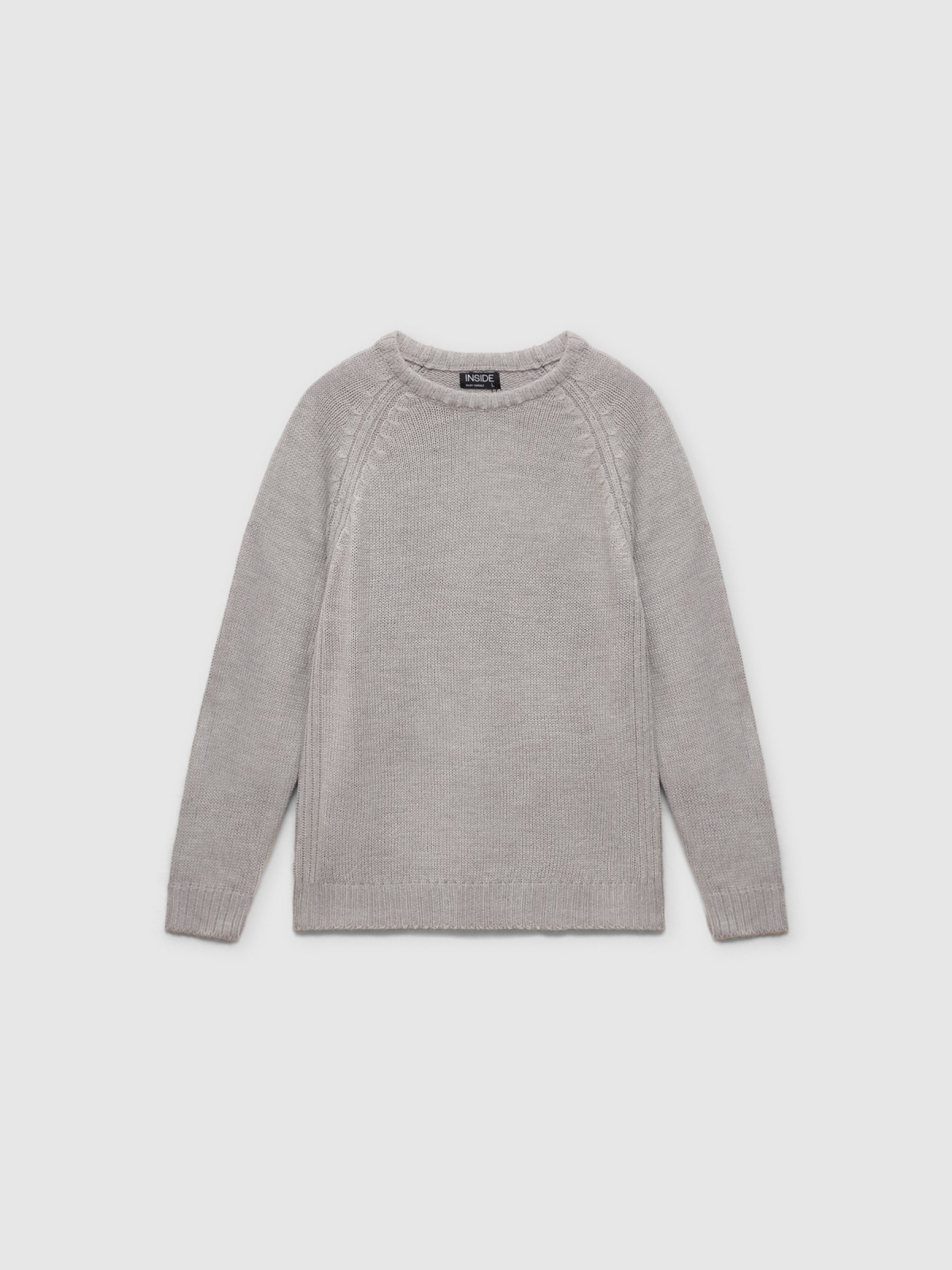 %Pto% Basic knitted sweater light grey front view