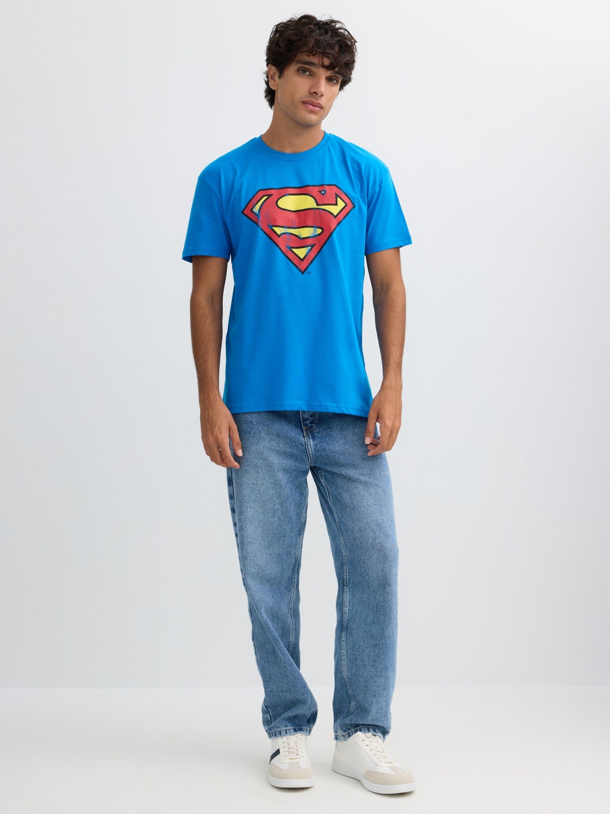 Supermen DC Comics T-shirt electric blue front view