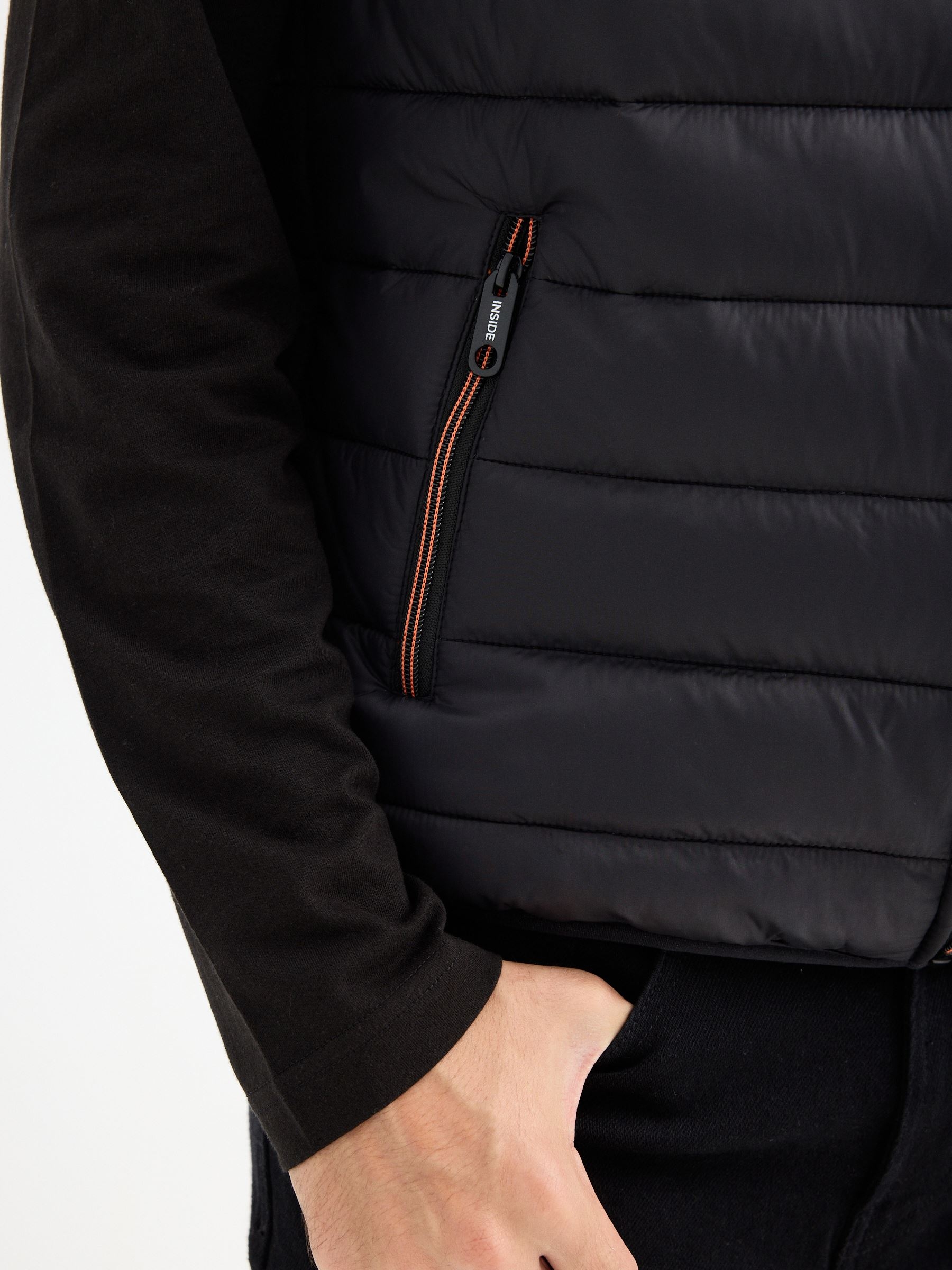 Quilted vest with graphic black middle front view