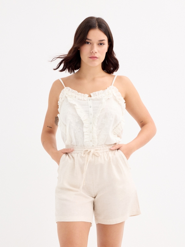 Fluid Bermuda shorts with crochet pocket