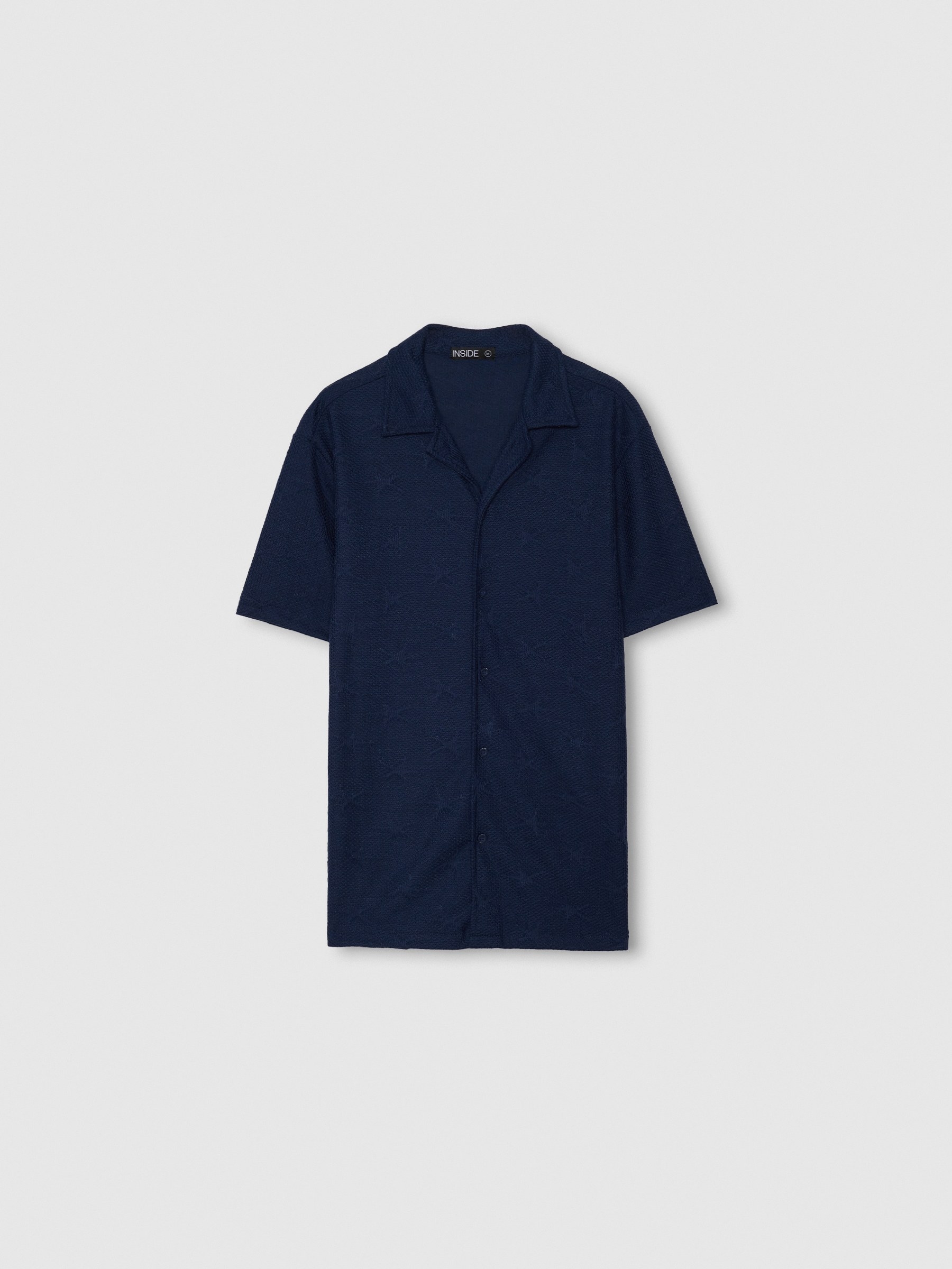 %Pto% Short sleeve shirt with star pattern navy front view