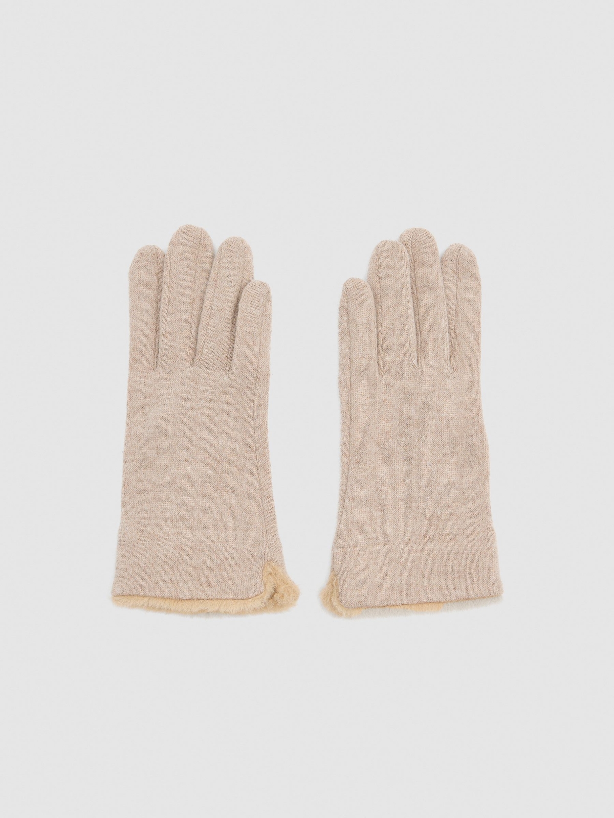 Guantes con lana beige