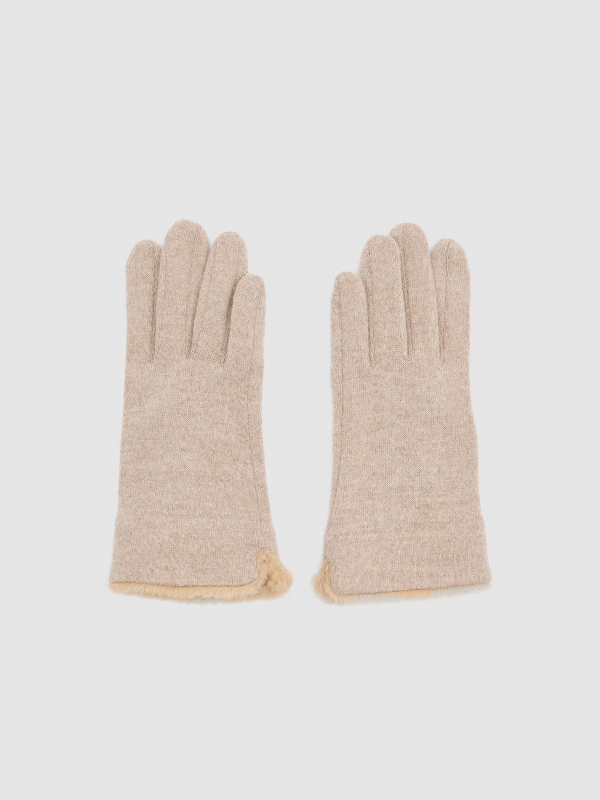 Guantes con lana beige