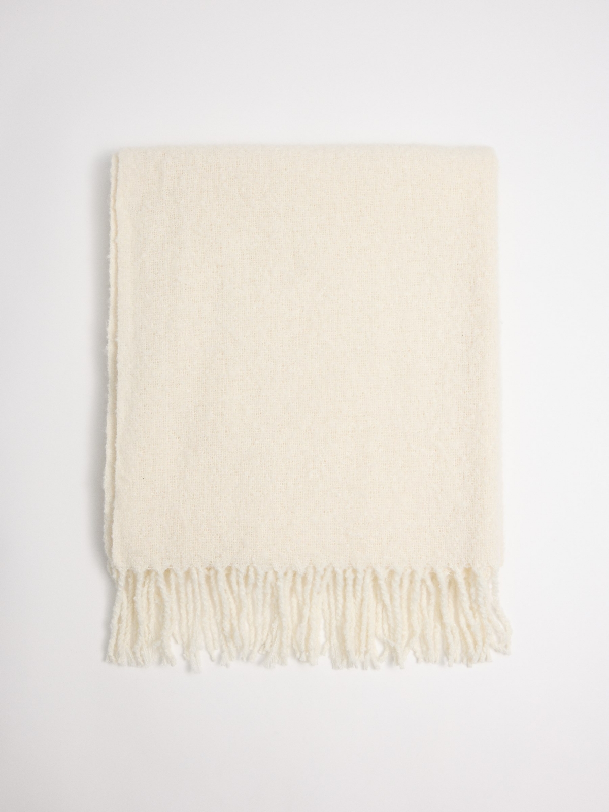 White fringed scarf beige