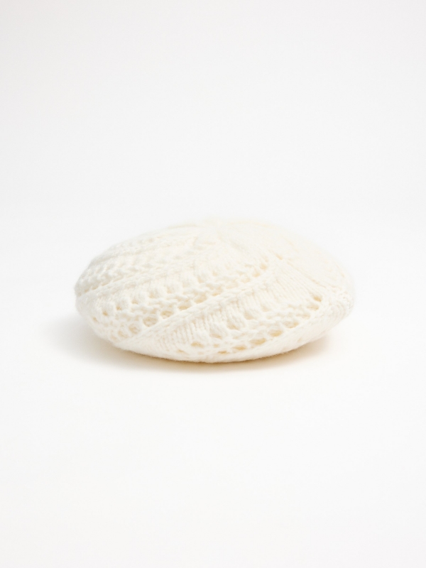 White knit beret white