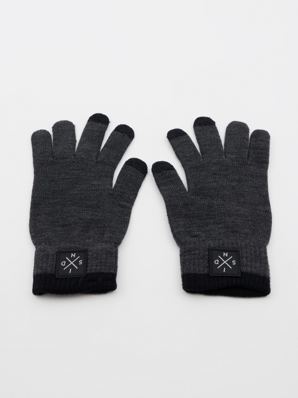 Guantes táctiles combinados gris oscuro