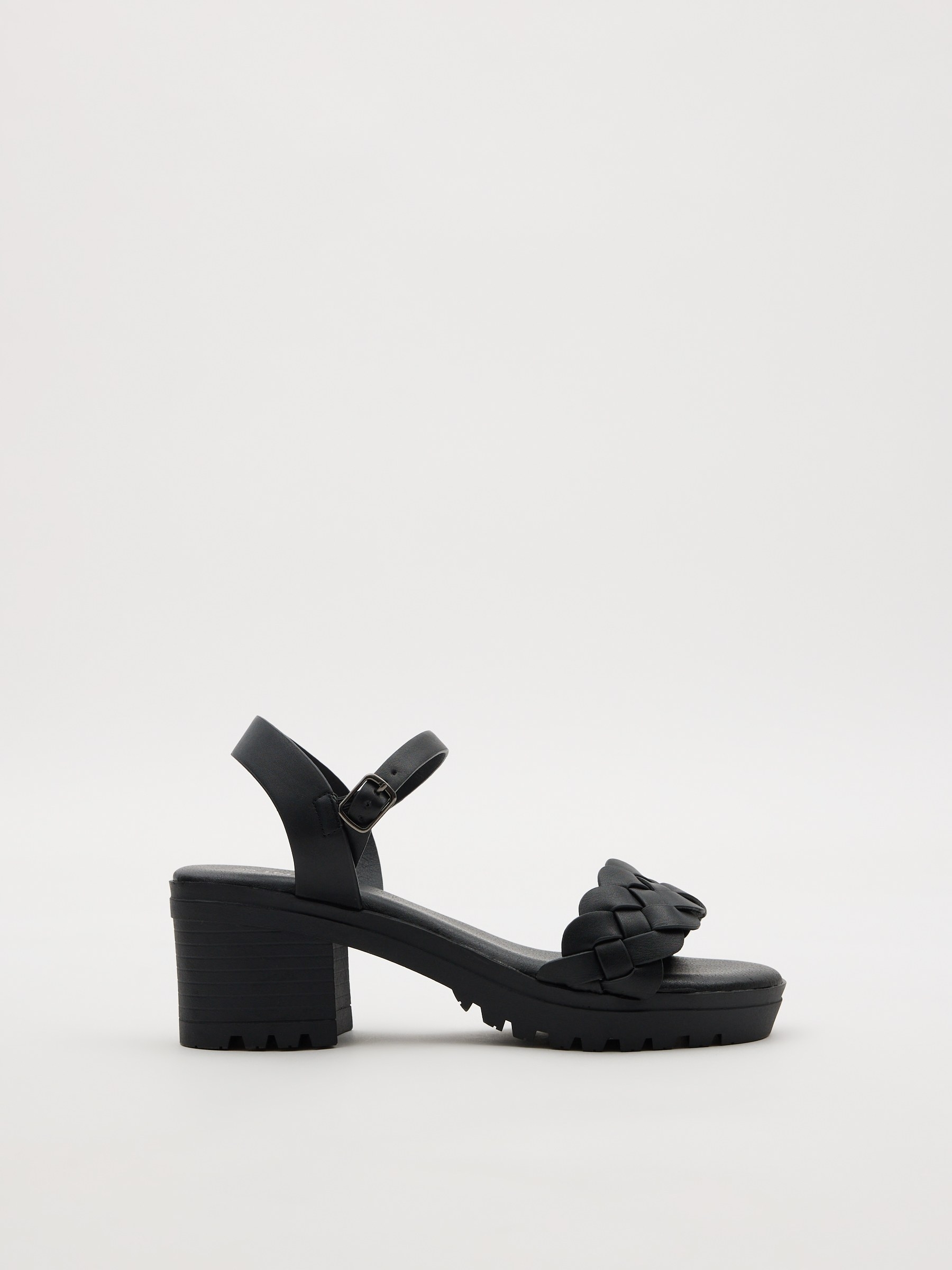 Platform sandals with braided straps black