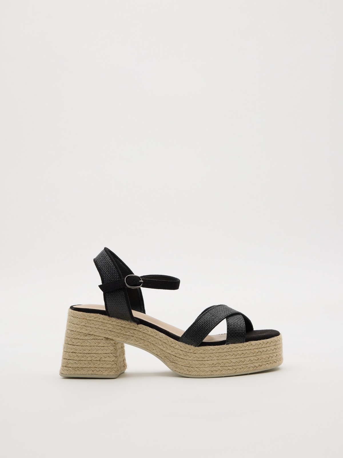 Sandalias tacón tiras negro