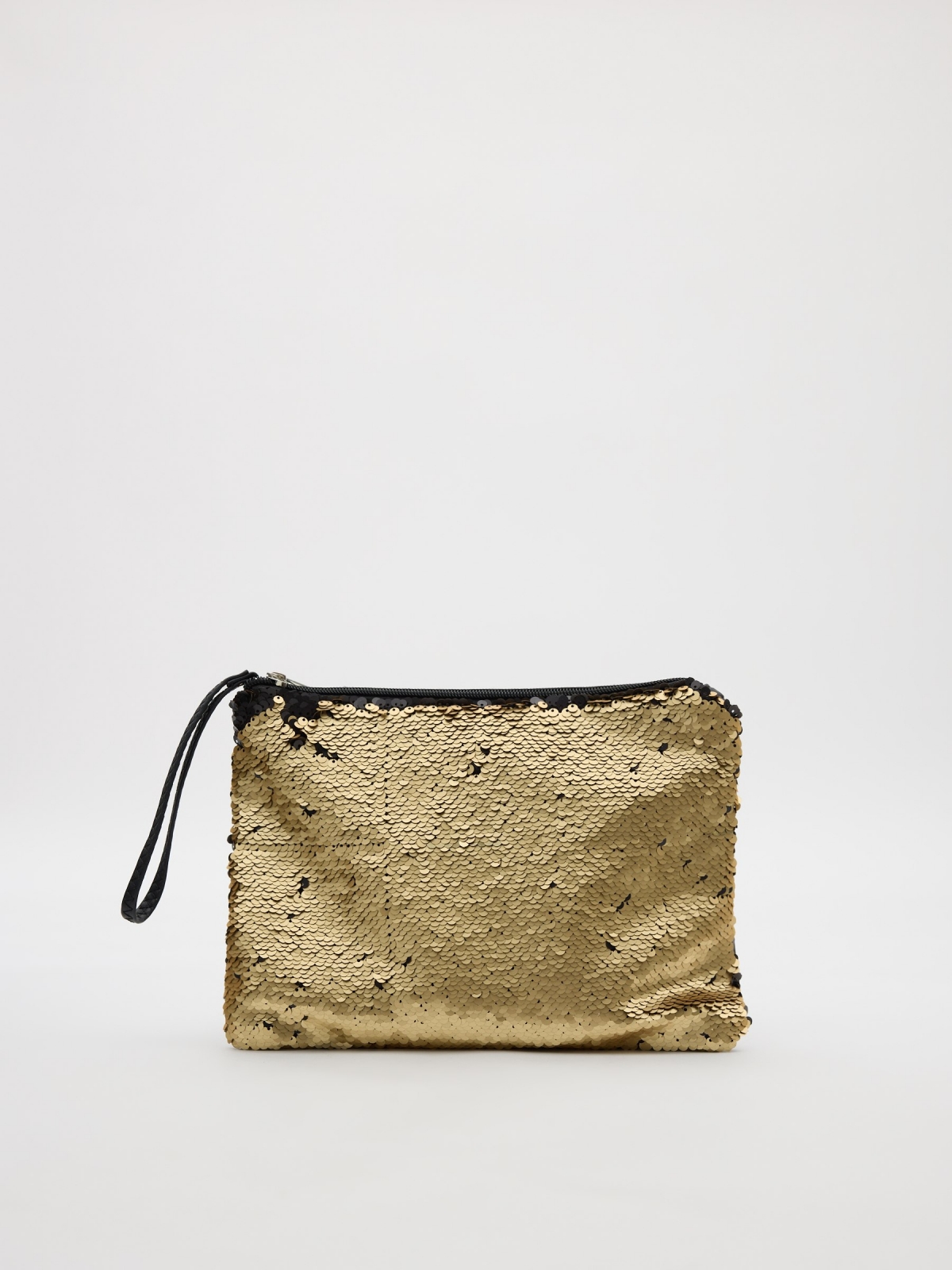 Sequin handbag golden front view