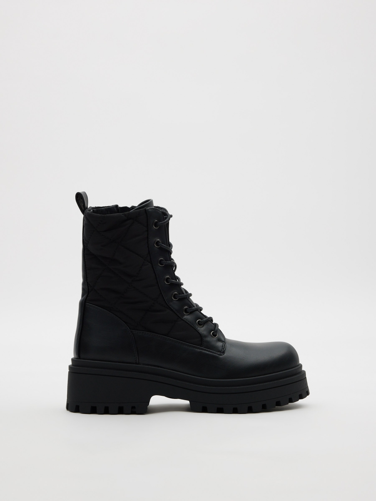 Combined lace-up boot black
