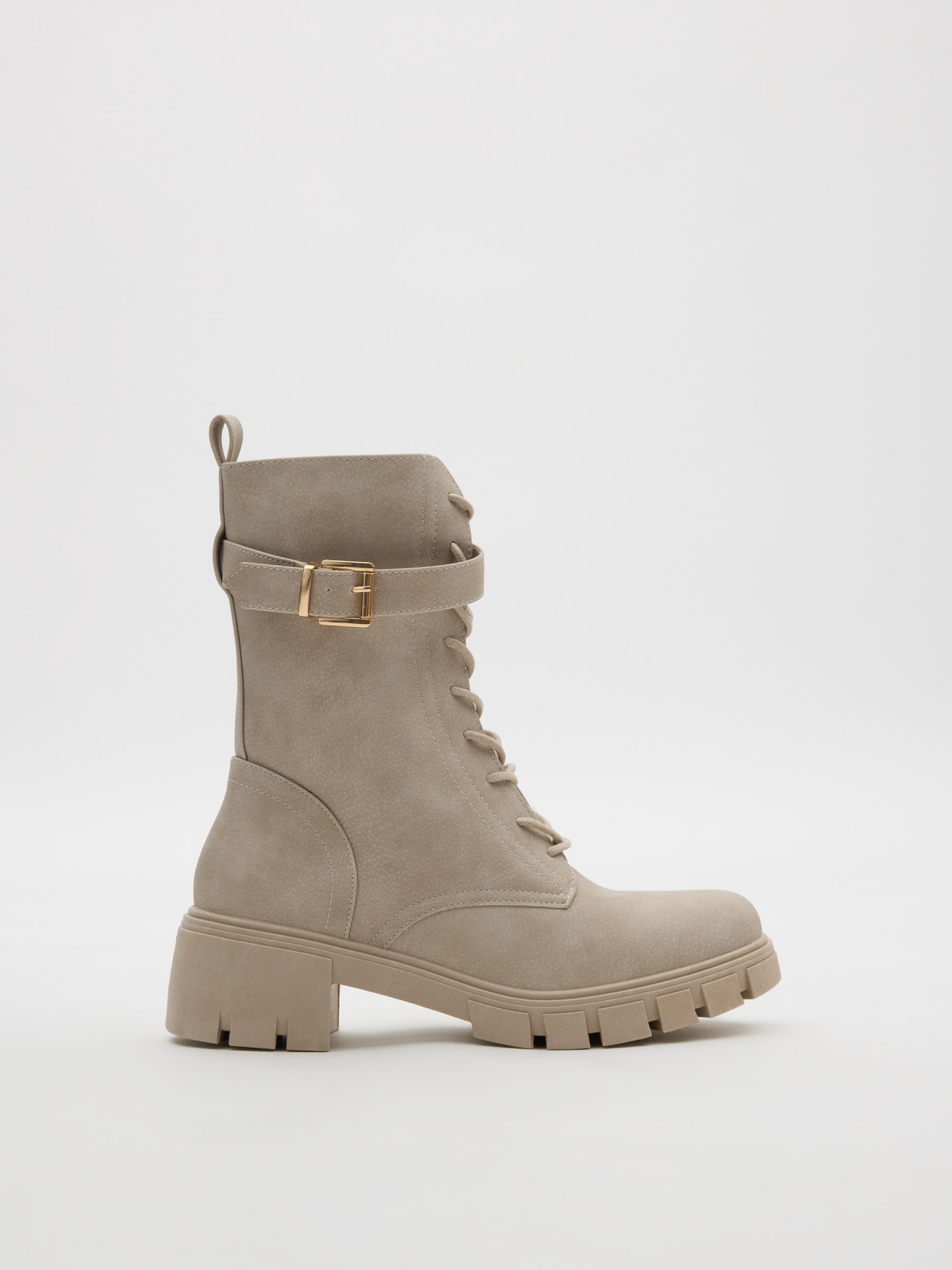 Lace-up boots with buckle raw