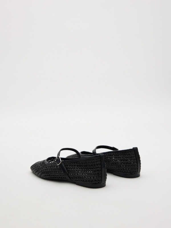 Braided buckle dancer black 45º back view