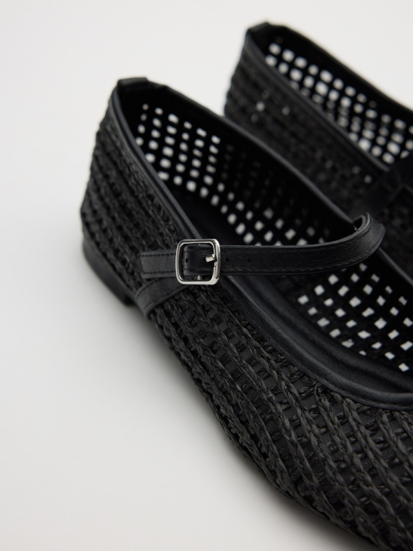 Braided buckle dancer black detail view