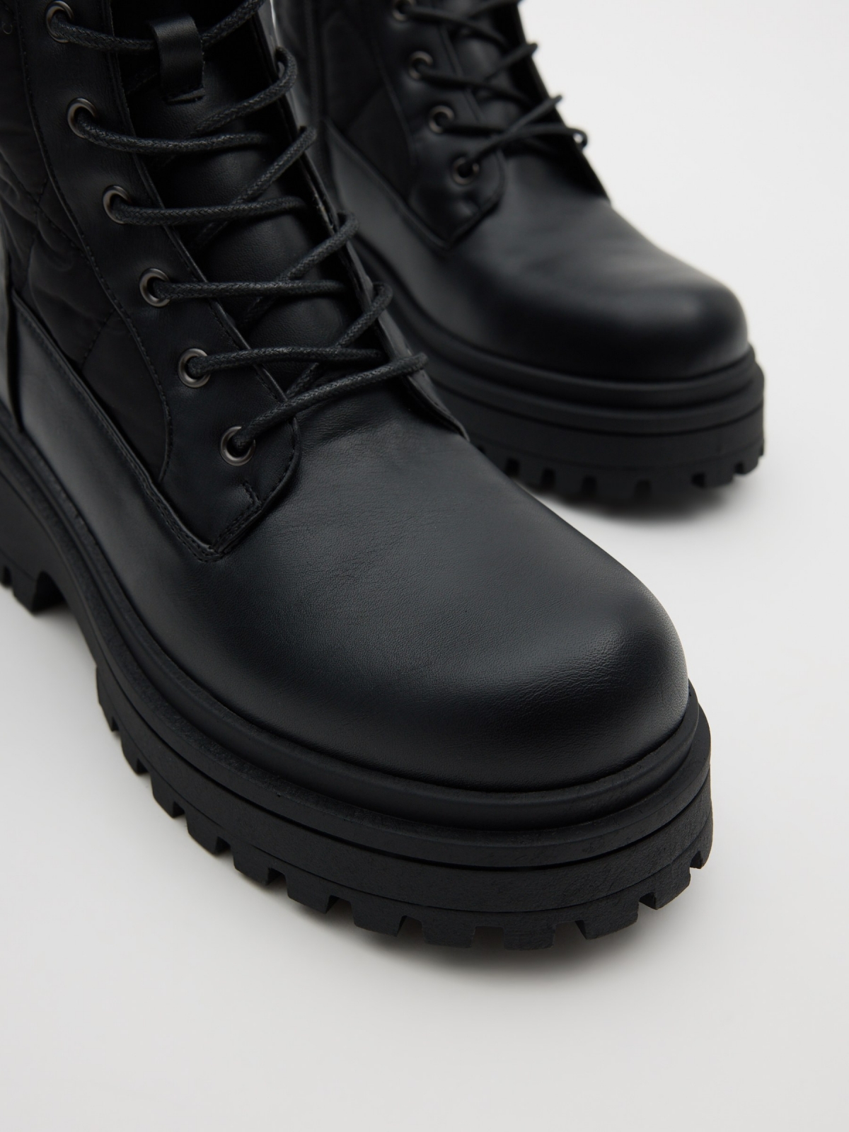 Combined lace-up boot black detail view