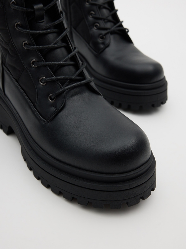 Combined lace-up boot black detail view