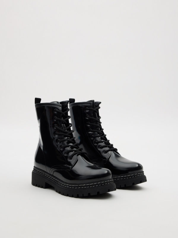 Basic military boots black 45º front view